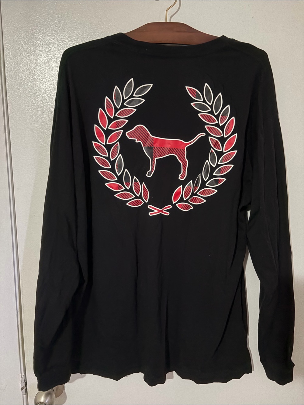 Black Long-Sleeve Shirt with Red Dog Victoria Secret